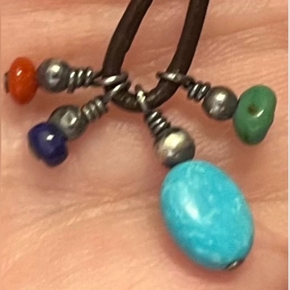 925 leather dangling pierced earrings w/faux stones jewelry - Picture 13 of 16